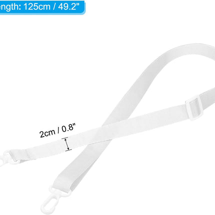 125cm x 2cm Replacement Shoulder Strap, 2 Pack Adjustable Swivel Clips Hook Buckle Slide Crossbody Bag Belt for Water Bottle Carrier Sling Bag, White -