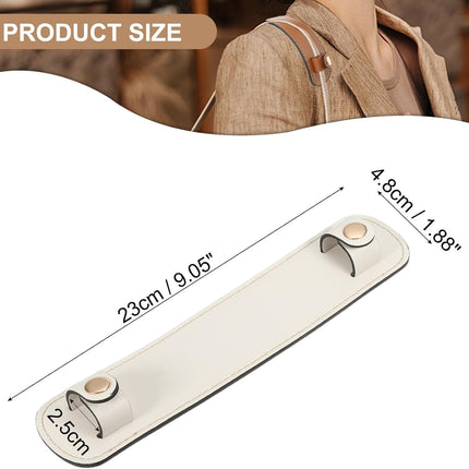 9" x 2" Leather Shoulder Strap Pad, PU Backpack Pads Handbag Protector Detachable Cushion Covers for Tote Bags Purse Crossbody, White -