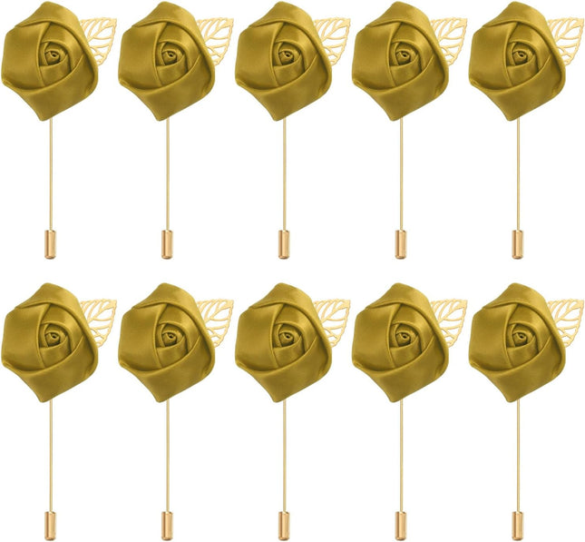 Rose Boutonnieres 10 Pack Groom Wedding Boutonnieres Pocket Handmade Flower Lapel Pin for Men Ceremony