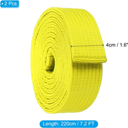 Taekwondo Colored Ranking Belts, Polyester Martial Arts Judo Karate Belt for Coach Teaching Practice Yellow 1.6IN x 7.2FT