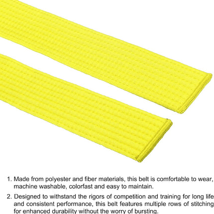 Taekwondo Colored Ranking Belts, Polyester Martial Arts Judo Karate Belt for Coach Teaching Practice Yellow 1.6IN x 7.2FT