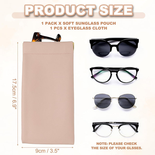 Squeeze Top Sunglass Pouch PU Leather Soft Eyeglass Pouch Portable Travel Sunglasses Organizer (1 Set) – product detail