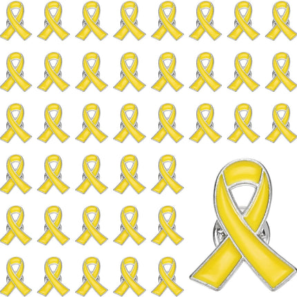 Ribbon Pins, Awareness Pins with Secure Clutch Back Enamel Lapel Brooch for Public Charity Support Fundraiser Events Yellow -