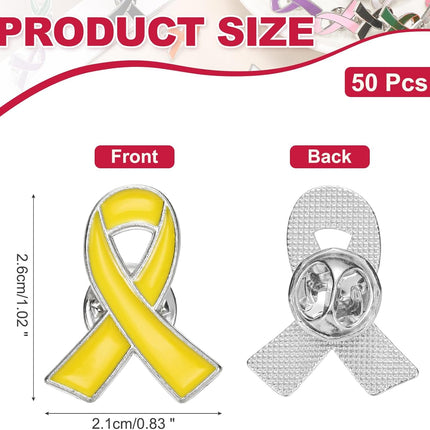 Ribbon Pins, Awareness Pins with Secure Clutch Back Enamel Lapel Brooch for Public Charity Support Fundraiser Events Yellow -