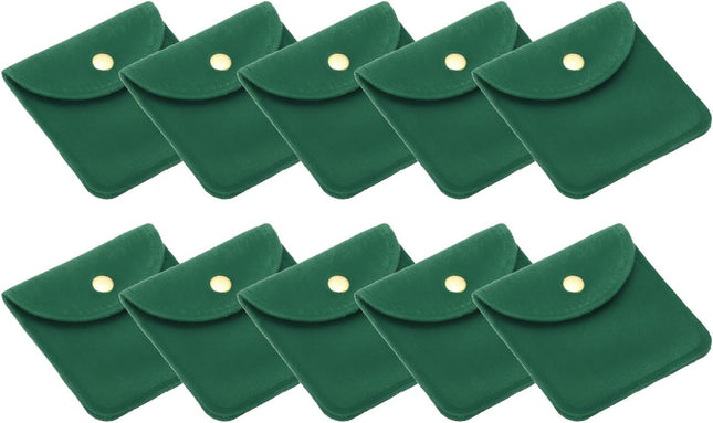 8x8cm Jewelry Pouches with Snap Button 10 Pack Velvet Portable Soft Storage for Necklace Bracelet Earring