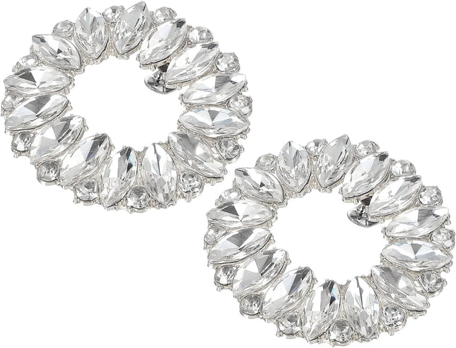 Rhinestone Shoe Clips 1 Pair Detachable Classic Fashion Sparkling Bow Heels Accessories Decoration in Silver