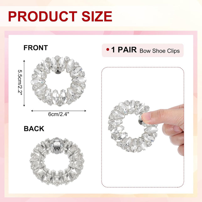 Rhinestone Shoe Clips 1 Pair Detachable Classic Fashion Sparkling Bow Heels Accessories Decoration – product detail