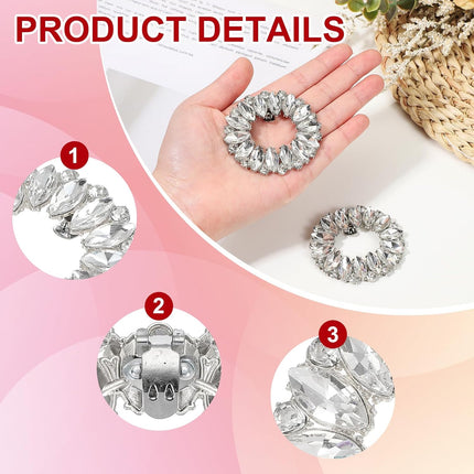 Rhinestone Shoe Clips, 1 Pair Detachable Classic Fashion Sparkling Bow Heels Accessories Decoration for Wedding Bridal Prom Party Daily Wearing Accessories, Silver -