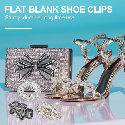 Rhinestone Shoe Clips, 1 Pair Detachable Classic Fashion Sparkling Bow Heels Accessories Decoration for Wedding Bridal Prom Party Daily Wearing Accessories, Silver -