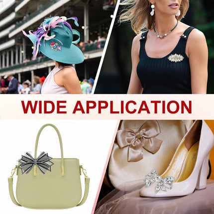 Rhinestone Shoe Clips, 1 Pair Detachable Classic Fashion Sparkling Bow Heels Accessories Decoration for Wedding Bridal Prom Party Daily Wearing Accessories, Silver -