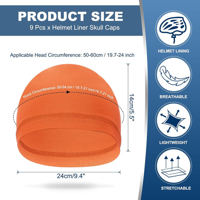 Helmet Liner Skull Cap for Men Sweat Wicking Hats Stretchy Under Helmets Caps Orange – product detail