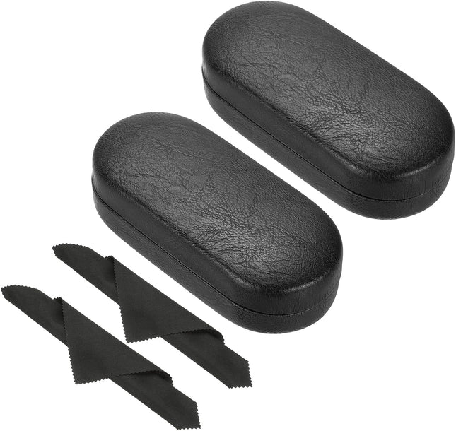 Hard Shell Eyeglasses Case PU Leather Large Glasses Case Protective Sunglasses Organizer for Women Black
