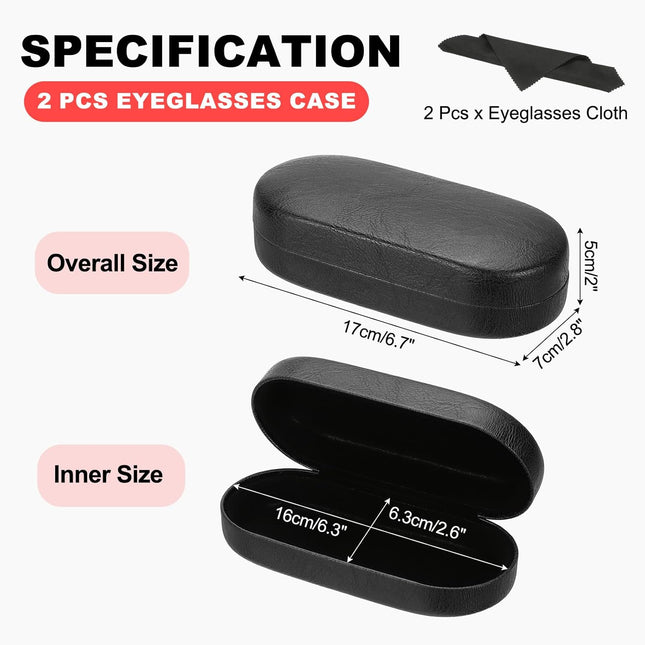 Hard Shell Eyeglasses Case PU Leather Large Glasses Case Protective Sunglasses Organizer for Women Black – product detail