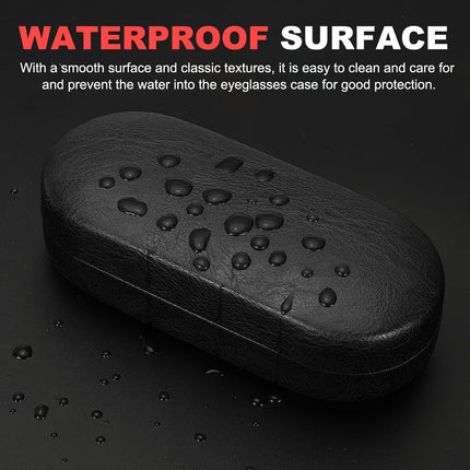 Hard Shell Eyeglasses Case, PU Leather Large Glasses Case Protective Sunglasses Organizer for Women Black -