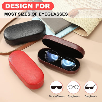 Hard Shell Eyeglasses Case, PU Leather Large Glasses Case Protective Sunglasses Organizer for Women Black -