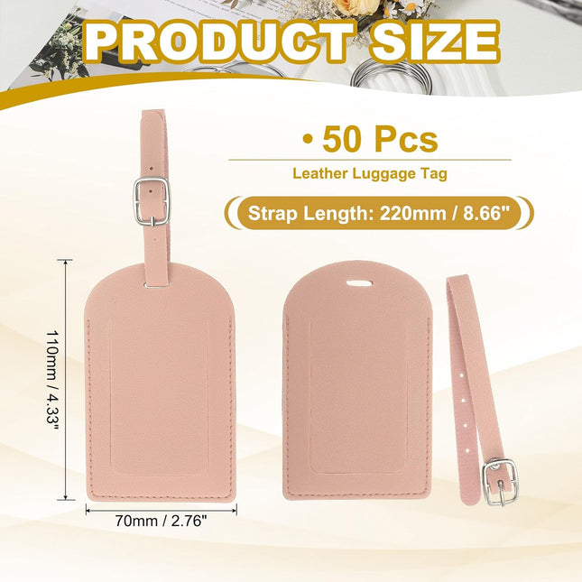 Leather Luggage Tag 50 Pcs Tags Pu Bag for Suitcases Airplane Travel Essentials Pink – product detail