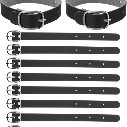Luggage Tag Strap, 10 Pcs PU Leather Extender Buckle Straps Strap Holder Adjustable for Suitcase Hanging Accessories Travel, Black -