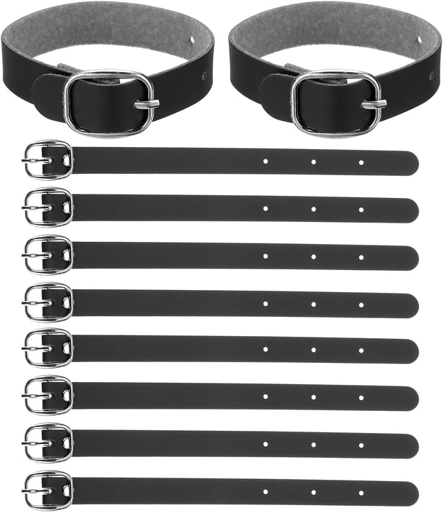 Luggage Tag Strap 10 Pcs PU Leather Extender Buckle Straps Strap Holder Adjustable for Suitcase Hanging