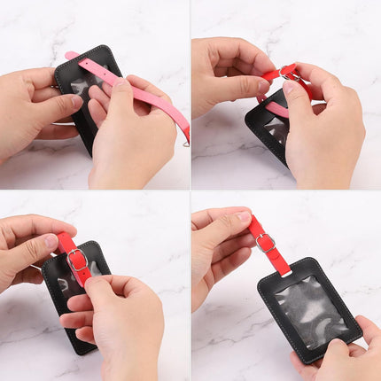 Luggage Tag Strap, 10 Pcs PU Leather Extender Buckle Straps Strap Holder Adjustable for Suitcase Hanging Accessories Travel, Black -