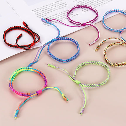 2pcs Handmade Braided String Bracelets for Couple, Adjustable Rope Matching Tibetan Lucky Protection Wristbands Lake Blue Green -