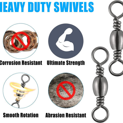 Barrel Swivels Fishing Tackles, for Salwater & Freshwater, Available from #16-#6/0, Leader Line Lure Connector - #16-18LB