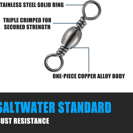 Barrel Swivels Fishing Tackles, for Salwater & Freshwater, Available from #16-#6/0, Leader Line Lure Connector - #16-18LB