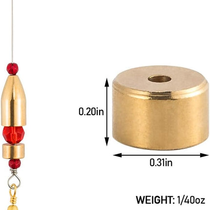 50 Pack Carolina Ticker Keeper Brass Weights Sinkers, Protects Knot & Make Noise, Teaxs Rig Tackle for Freshwater Bass Fishing -