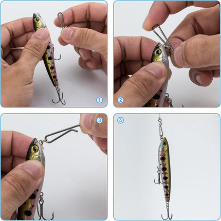 50 Pack Fishing Clips Quick Change Speed Crankbait Snaps Stainless Steel Line Lure Hook Connector Freshwater - #1-22LB-0.55"