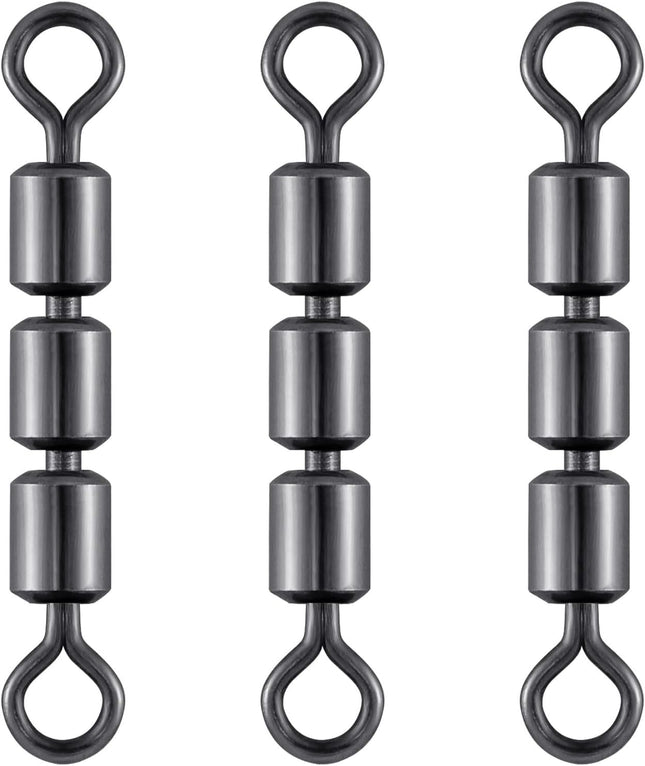 High Speed 3 Roller Swivels Bead Chain Barrel Swivels Fishing Tackle Trolling Rolling Leader Lure Connector