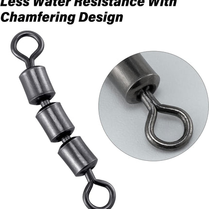 High Speed 3 Roller Swivels, Bead Chain Barrel Swivels Fishing Tackle Trolling Rolling Leader Lure Connector Salmon Walleye Freshwater - #3-84LB