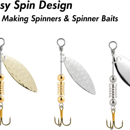 100 Pack Folded Spinner Clevises for Fishing Inline Lure Making Accessories Freshwater Spinnerbait Blade Alabama Walleye Rig Silver 0.17*0.15"-100pk