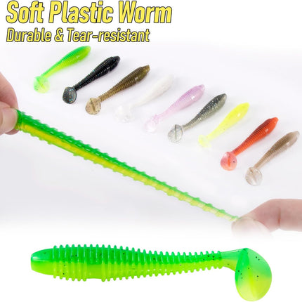 20 Pack Paddle Tail Swimbait Soft Fishing Lure Bass Freshwater Plastic Shad Bait Drop Shot Bluegill Panfish Crappie 1.4''/2''/3'' Pearl White 3''