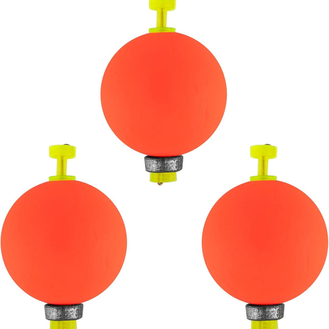 10 Pack Weighted Fishing Bobbers Snap-on Spring Floats EVA Foam Push Button Clip on Fly Trout Bass Crappie Catfish Red Diam 1.5''(3/8oz)