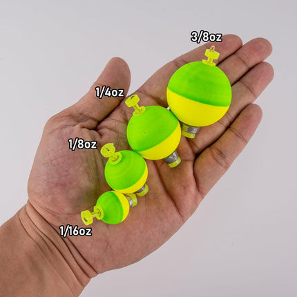 10 Pack Weighted Fishing Bobbers Snap-on Spring Floats EVA Foam Push Button Clip on Fly Trout Bass Crappie Catfish Red Diam 1.5''(3/8oz)