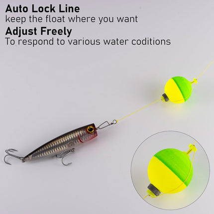 10 Pack Weighted Fishing Bobbers Snap-on Spring Floats EVA Foam Push Button Clip on Fly Trout Bass Crappie Catfish Red Diam 1.5''(3/8oz)