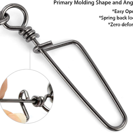 30 Pack Barrel Snap Swivels, Swivels Fishing Tackle Crane Rolling Coast Lock Lure Leader Line Connector Fresh&Saltwater - #4/0-198LB-30