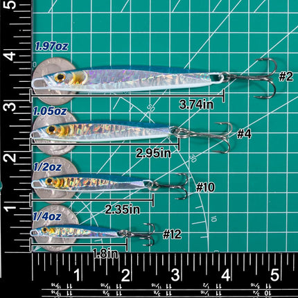 5 Pack Fishing Jigs Metal Jigging Spoon Vertical Diamond Jig Lures Casting Trolling Saltwater Freshwater for Mackerel Striper - 1.05oz-Hook #4