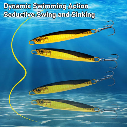 5 Pack Fishing Jigs Metal Jigging Spoon Vertical Diamond Jig Lures Casting Trolling Saltwater Freshwater for Mackerel Striper - 1.05oz-Hook #4