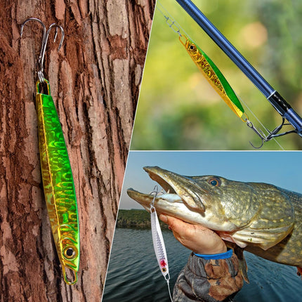 5 Pack Fishing Jigs Metal Jigging Spoon Vertical Diamond Jig Lures Casting Trolling Saltwater Freshwater for Mackerel Striper - 1.05oz-Hook #4