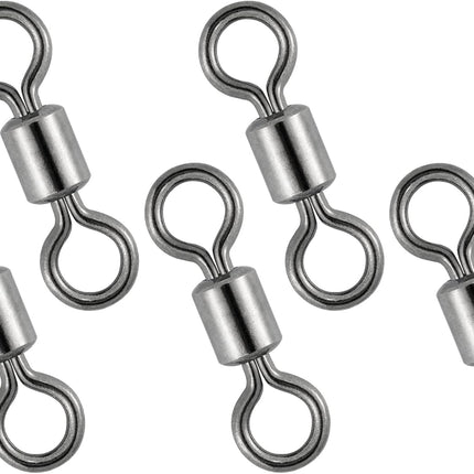 50 Pack Fishing Micro Swivels Fly Rolling Barrel Black Nickel High Strength Solid Rings Hook line Connector - 7mm(20LB)-50pk