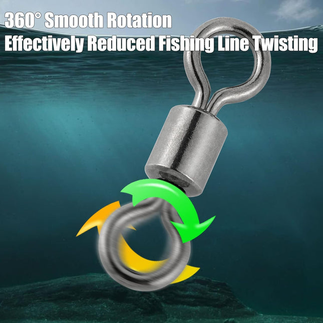50 Pack Fishing Micro Swivels Fly Rolling Barrel Black Nickel High Strength Solid Rings Hook line – product detail