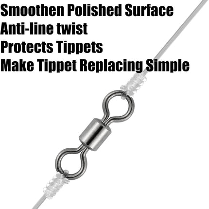 50 Pack Fishing Micro Swivels Fly Rolling Barrel Black Nickel High Strength Solid Rings Hook line Connector - 7mm(20LB)-50pk