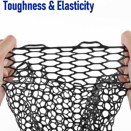 Fishing Landing Net Replacement Rubber Without Handle Foldable Mesh Netting for Freshwater Saltwater Black F-59.06'' Girth(21.65'' Dia, 19.7*5" Depth)