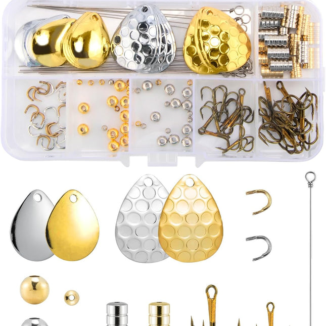 140 Pack Spinner Making Kit Lure Supplies Inline Blade Spinnerbait Parts Accessory Shaft Clevis Treble Hooks Spoon Fishing Bead Starter Tackle Colorado -