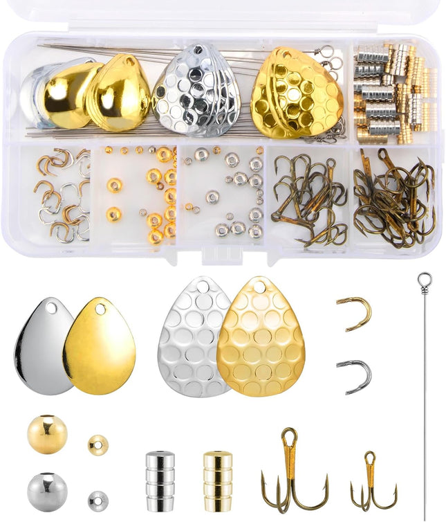 140 Pack Spinner Making Kit Lure Supplies Inline Blade Spinnerbait Parts Accessory Shaft Clevis