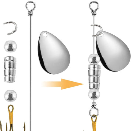 140 Pack Spinner Making Kit Lure Supplies Inline Blade Spinnerbait Parts Accessory Shaft Clevis Treble Hooks Spoon Fishing Bead Starter Tackle Colorado -