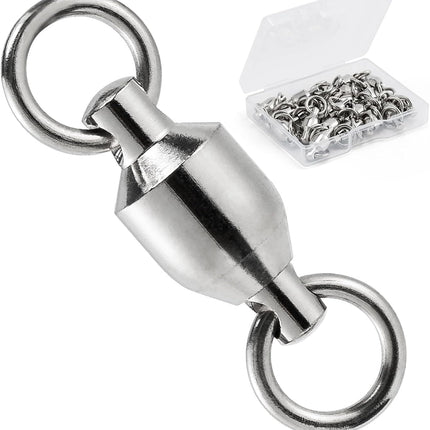 20 Pack Fishing Swivels, Ball Bearing Swivels Tackles, Copper Stainless Steel Solid Rings High Strength Barrel Saltwater - #8-390LB-20