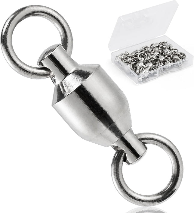 20 Pack Fishing Swivels Ball Bearing Swivels Tackles Copper Stainless Steel Solid Rings High Strength