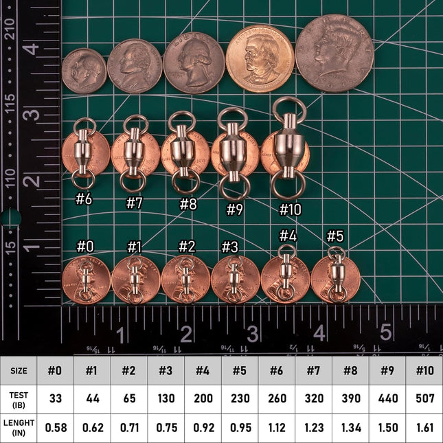 20 Pack Fishing Swivels Ball Bearing Swivels Tackles Copper Stainless Steel Solid Rings High Strength – product detail