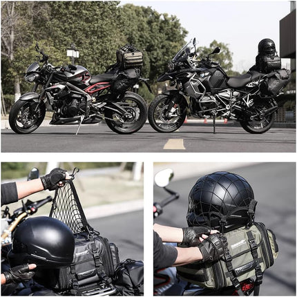 Motorcycle Luggage Net Cargo Helmet with Adjustable Metal Hooks for Motorcycles and Bicycles -